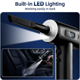 HFTEK air duster features LED display to track battery and mode.