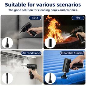 HFTEK rechargeable air duster with 8000mAh battery for long run time.