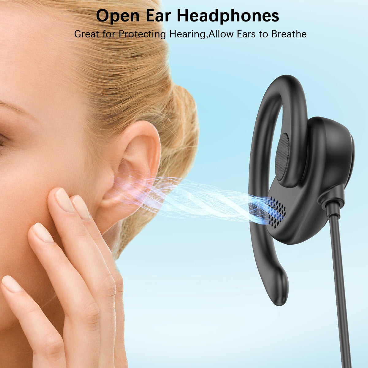 HGCXING adjustable ear-hooks ensure a secure, comfortable fit during study or travel.