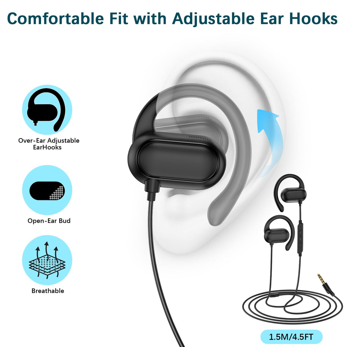 HGCXING built-in mic and inline controls for easy hands-free calls.