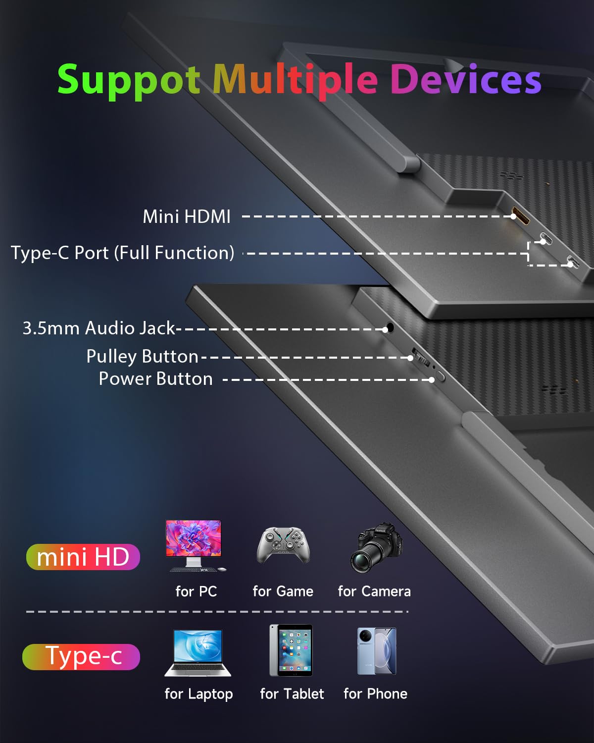 HGFRTEE HDR mode highlights and color depth on a 18.5-inch screen.