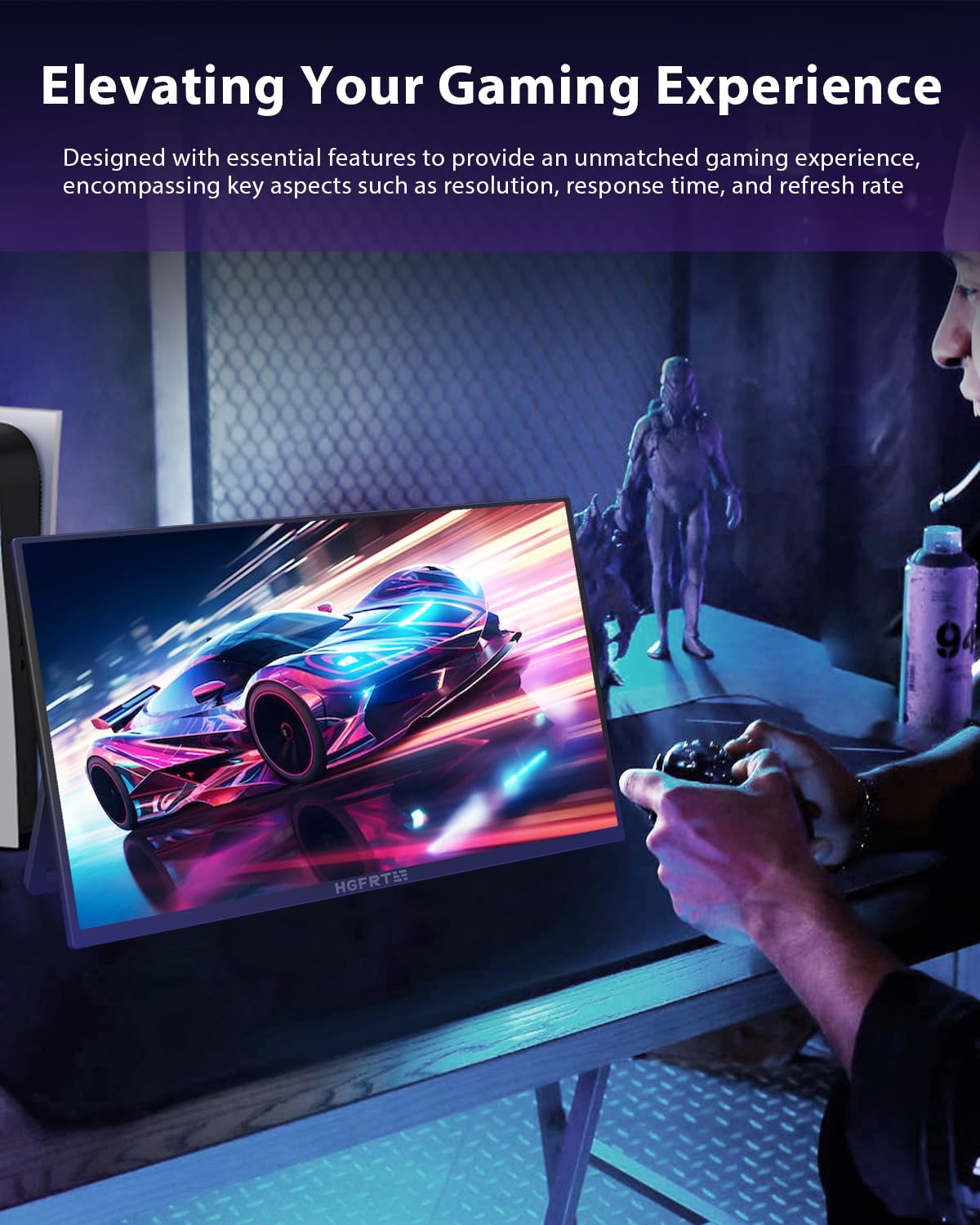 HGFRTEE monitor with built-in speakers for convenient multimedia use.
