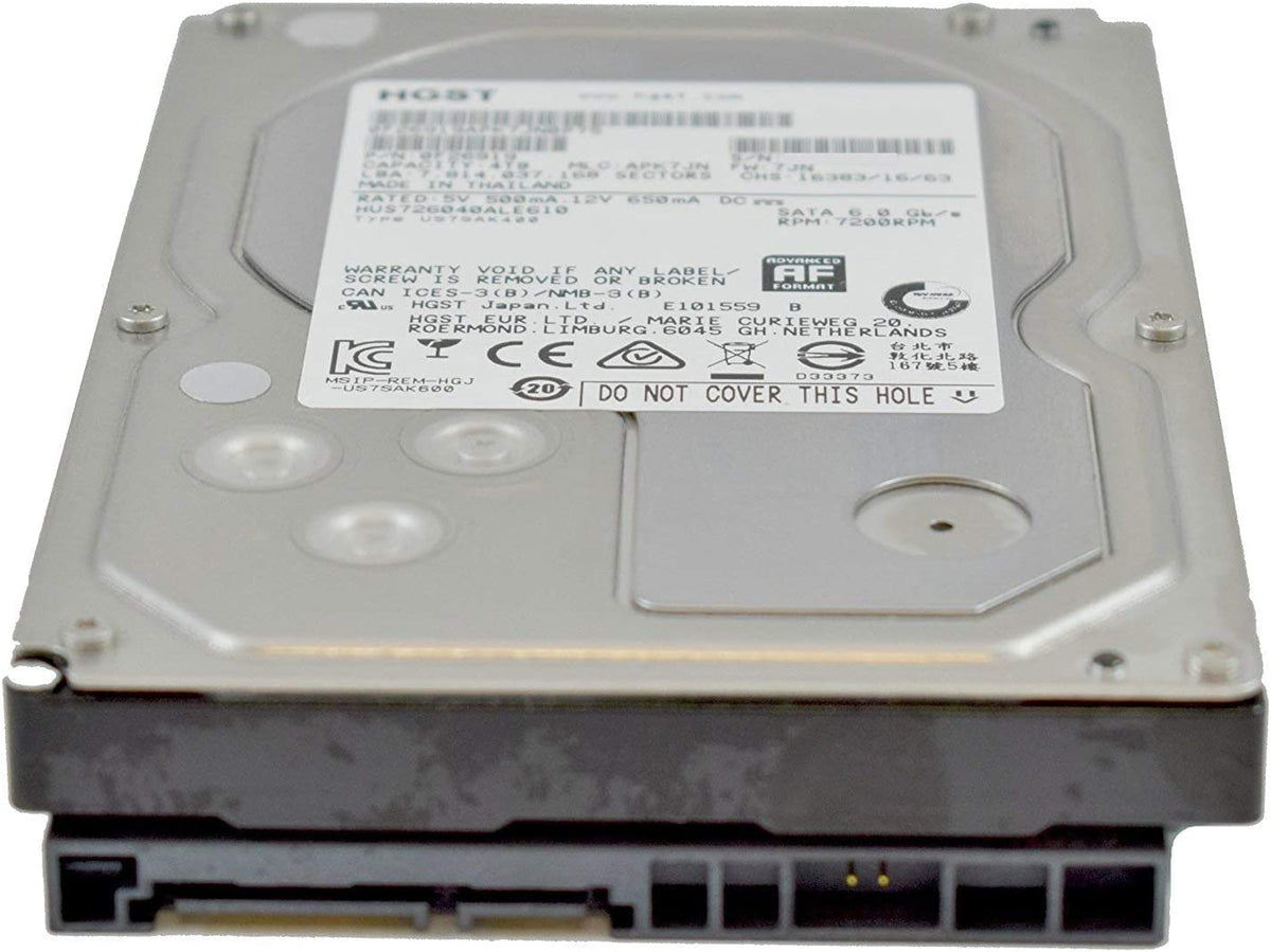 HGST Ultrastar 7K6000 4TB drive inside view, designed for RAID and NAS workloads