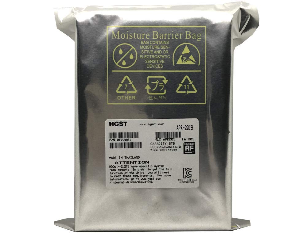 HGST Ultrastar 7K6000 6TB 3.5-inch form factor shows enterprise drive compatibility.