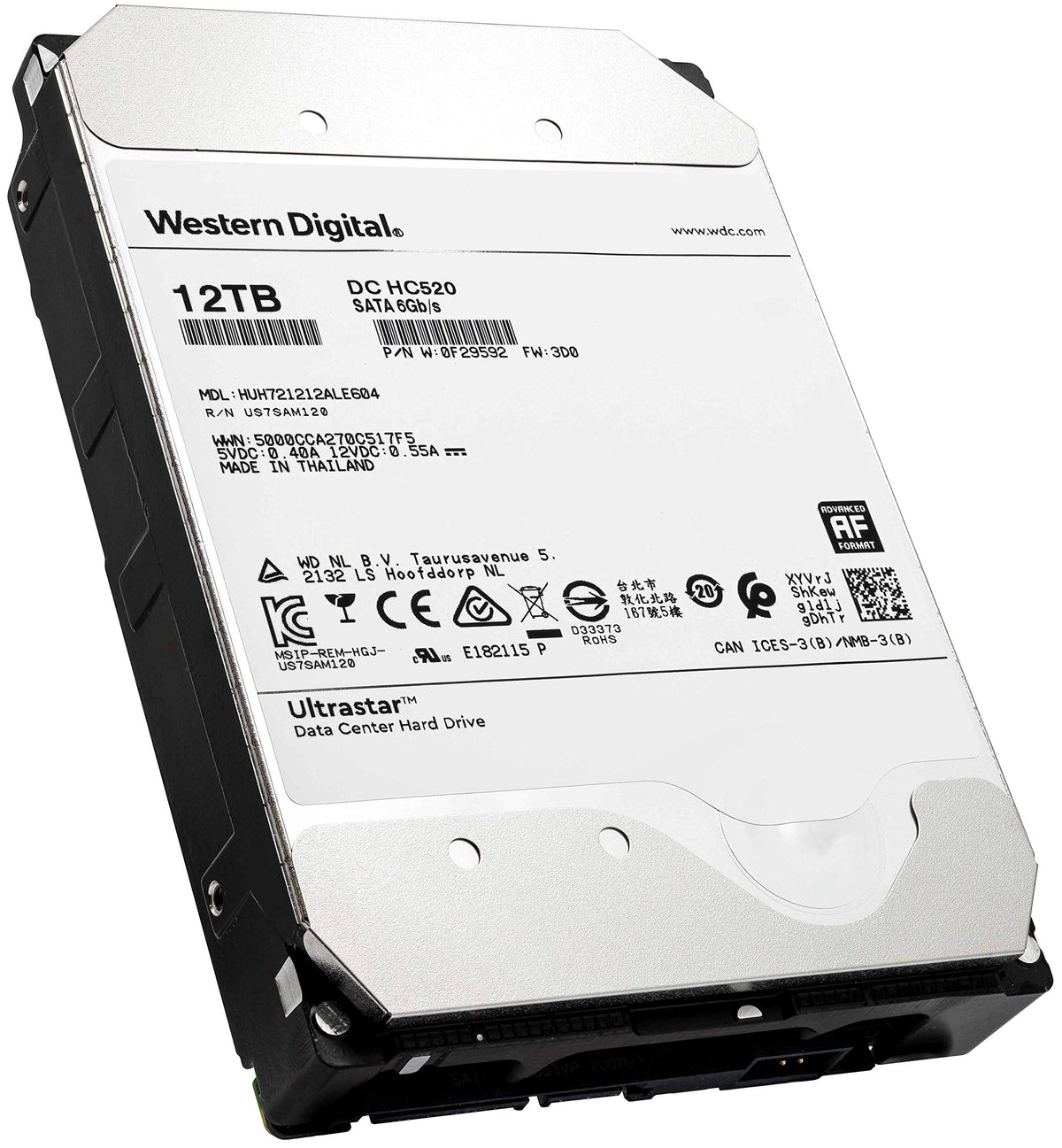 HGST Ultrastar DC HC520 12TB Helioseal view emphasizes sealed reliability