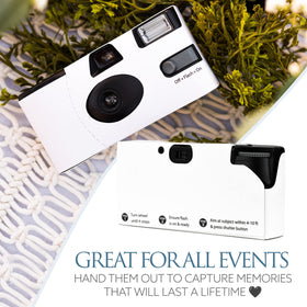 H&H disposable camera with flash, wedding-ready, ensures bright photos in any lighting.