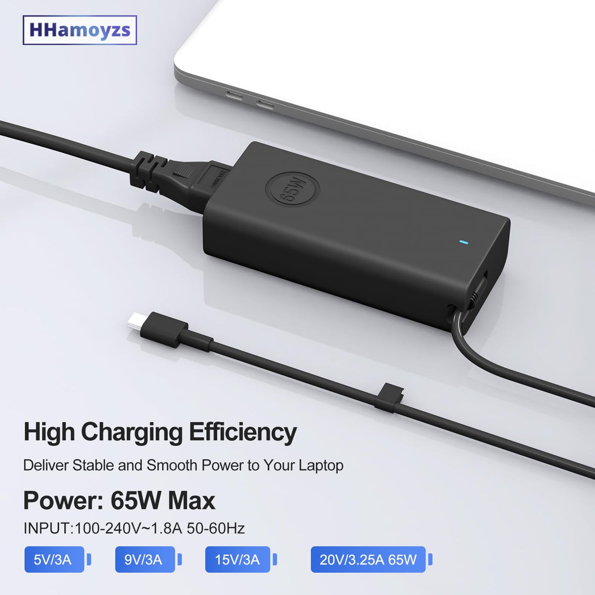 HHamoyzs 65W USB-C charger for Inspiron 16 suitable for home and office