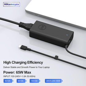 HHamoyzs 65W USB-C charger for Inspiron 16 suitable for home and office