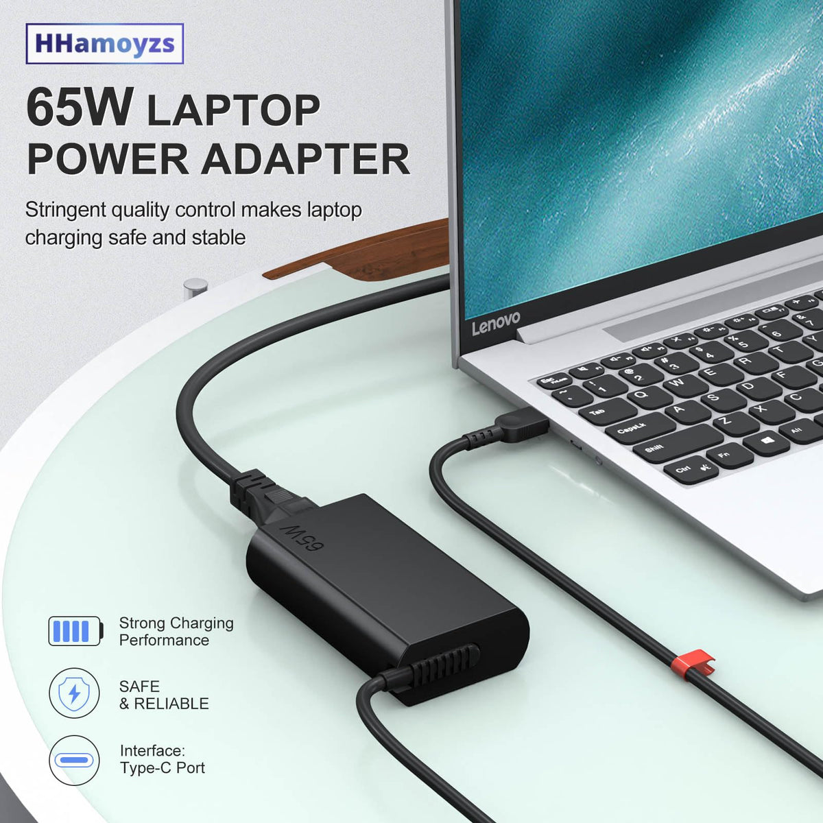 HHamoyzs compact USB-C power adapter for travel-ready charging.