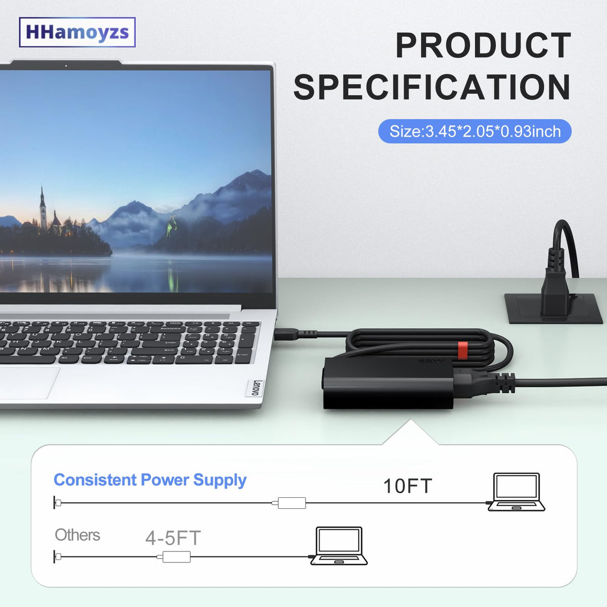 HHamoyzs Lenovo compatibility USB-C charger suitable for multiple devices.