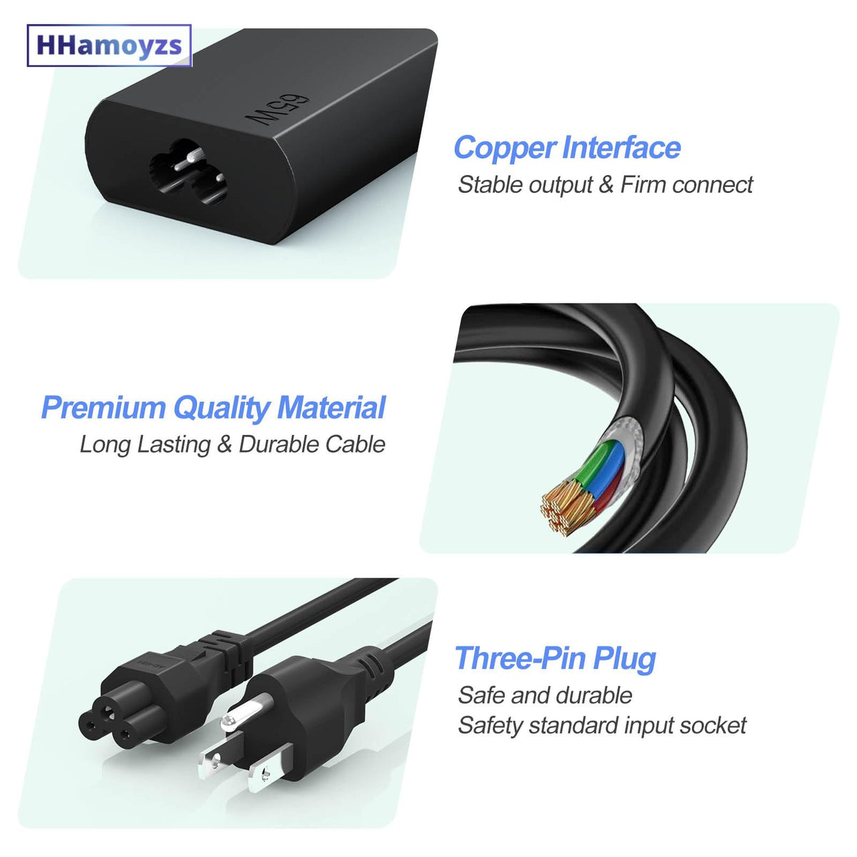 HHamoyzs travel-friendly 65W USB-C adapter for global use.
