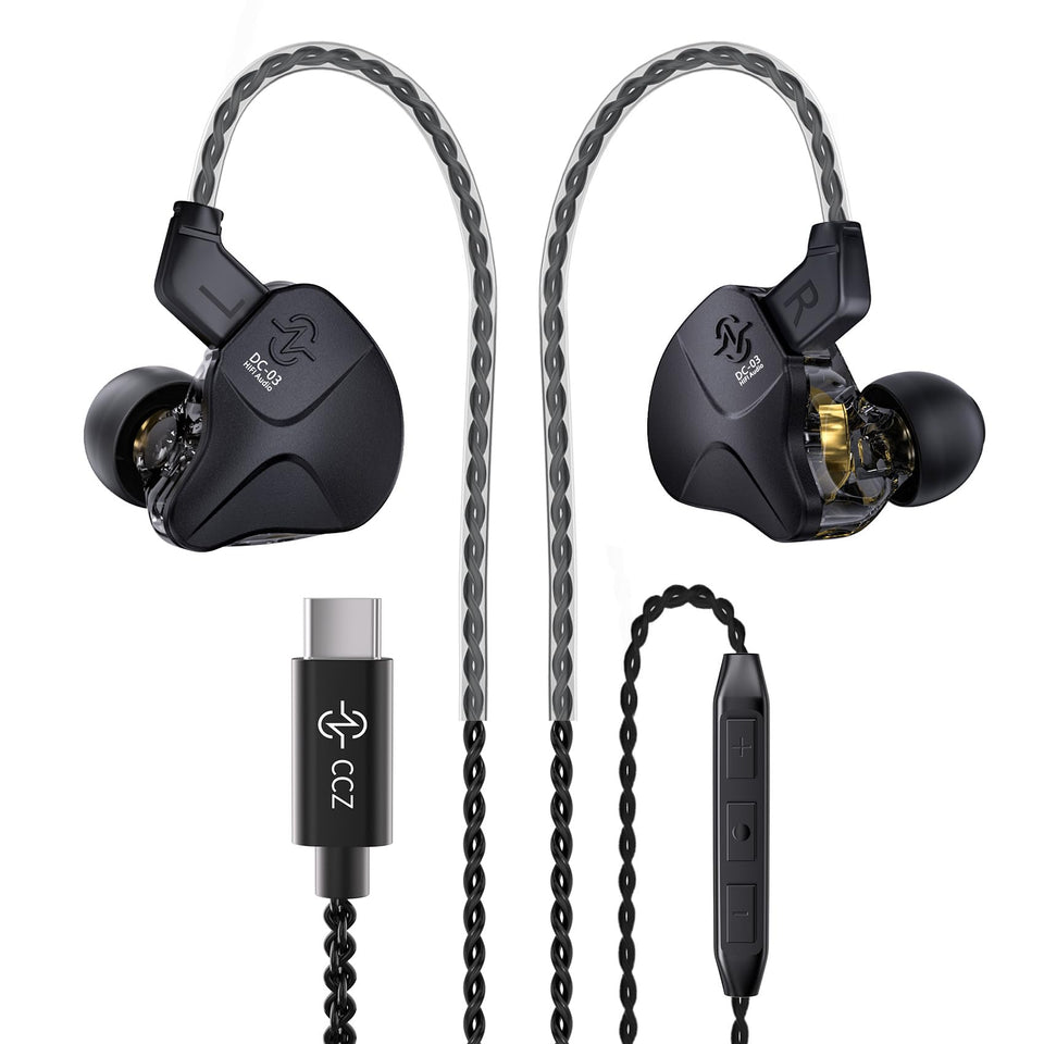 H HIFIHEAR CCZ DC03 front view wired headphones for everyday listening.