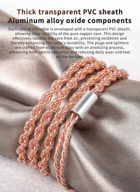 HHIFIHEAR KBEAR 4-Core Pure Copper Cable with Mic delivers low signal loss with 4N OFC