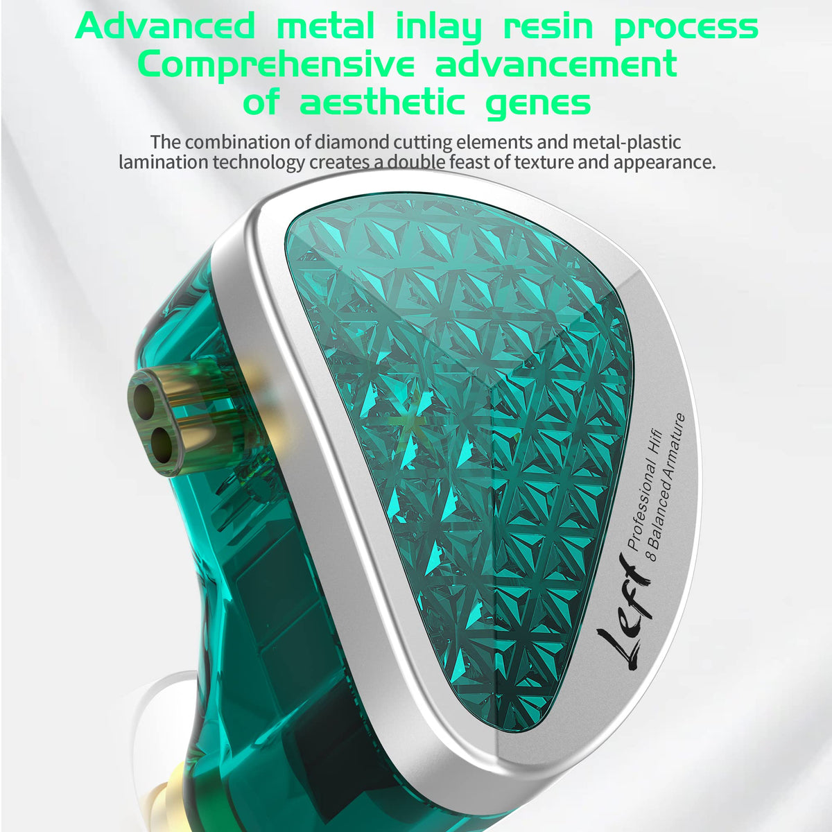 HHIFIHEAR KZ AS16 PRO cyan comfort-fit earcups with resin shell and ear-hook for secure wear