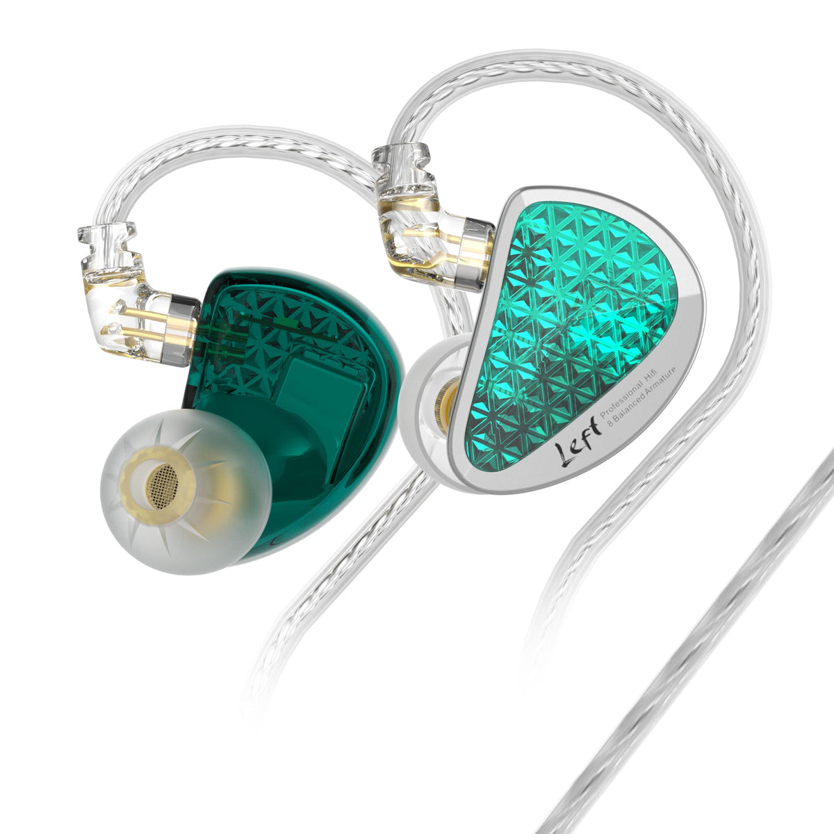 HHIFIHEAR KZ AS16 PRO cyan front view with eight BA drivers for rich detail
