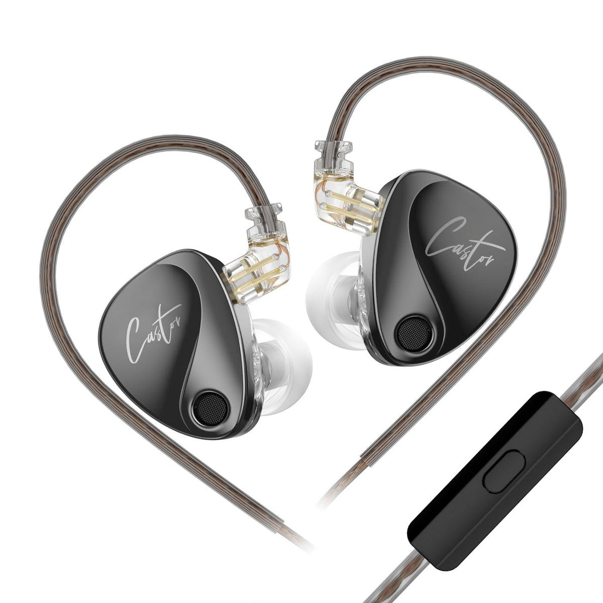 H HIFIHEAR KZ Castor front view showing polished shells and ergonomic shape for comfort