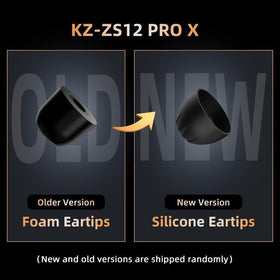 H HIFIHEAR KZ ZS12 PRO X accessories and eartips laid out for fit options and isolation benefit