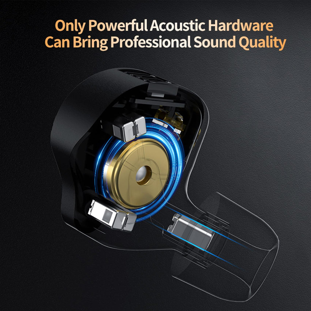 H HIFIHEAR KZ ZS12 PRO X driver cross-section illustration explaining hybrid 1DD+5BA separation benefit