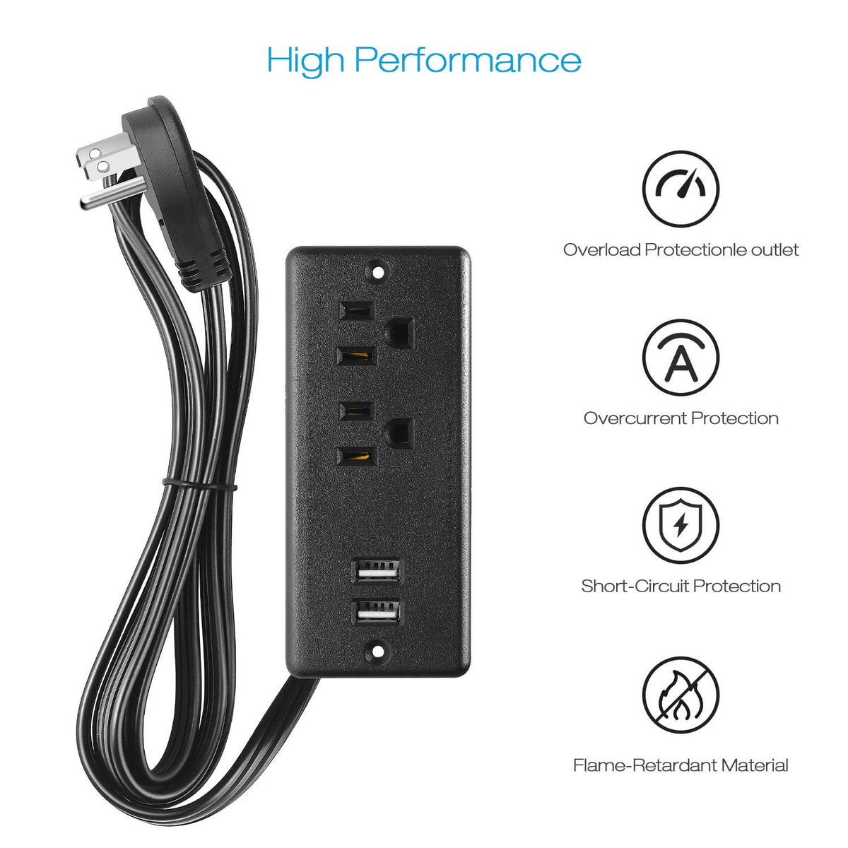 HHSOET 6 ft power cord provides flexible furniture installation
