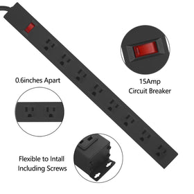 HHSOET metal 8-outlet strip mount holes enable secure installation