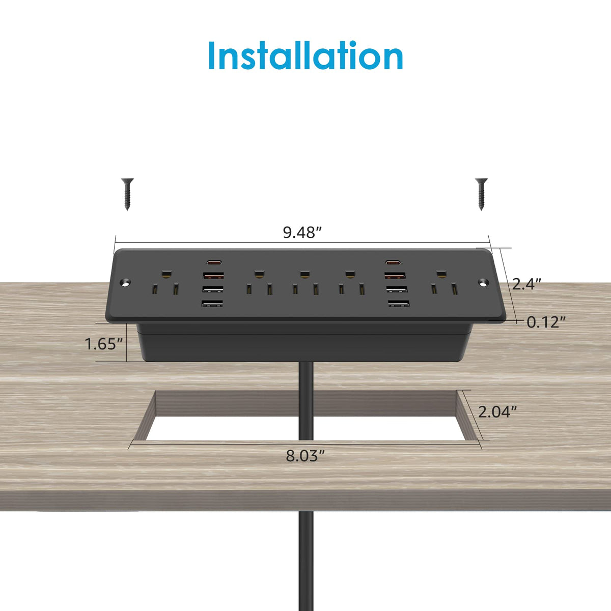 HHSOET detail of five AC outlets offering multiple power connections