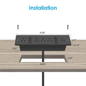 HHSOET detail of five AC outlets offering multiple power connections