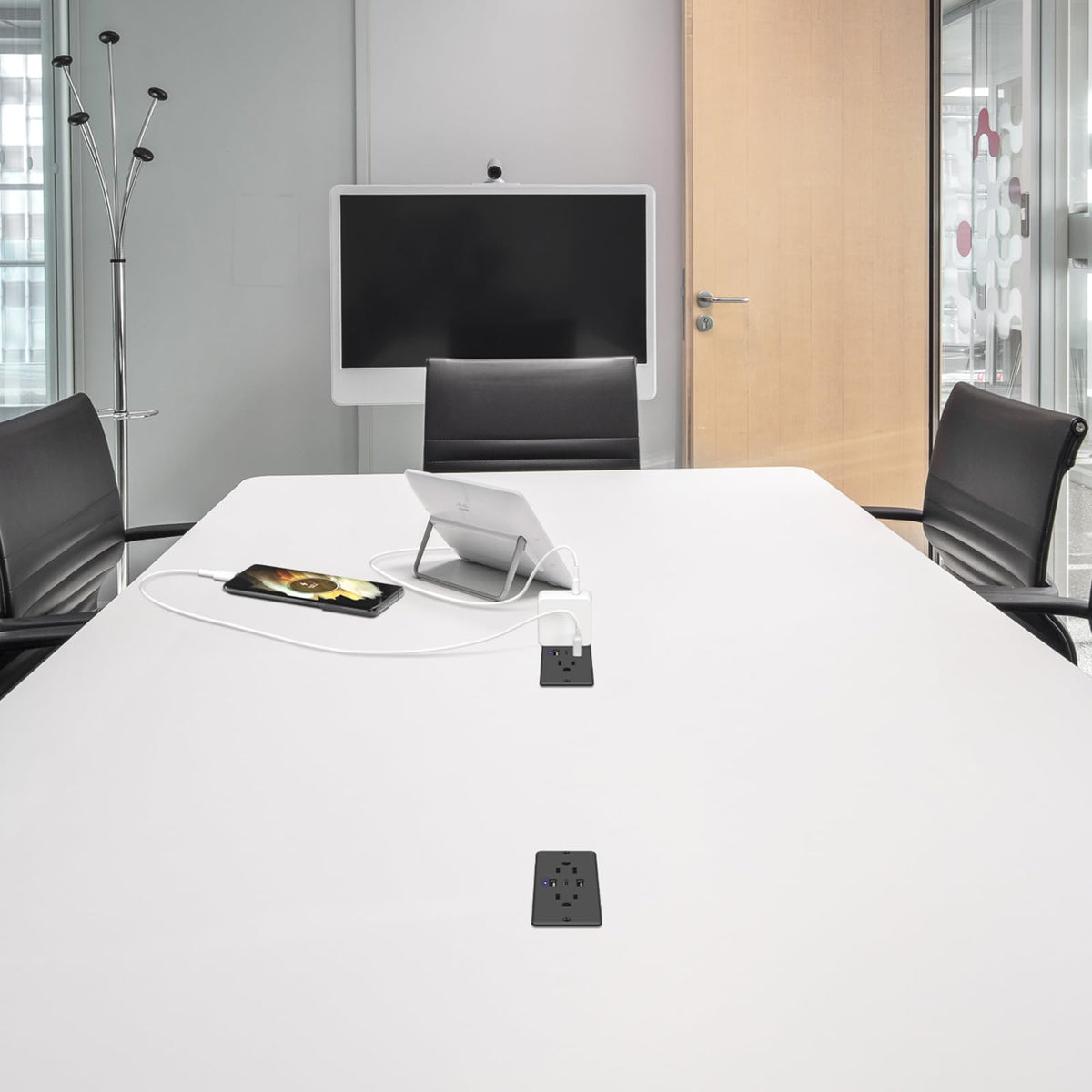 HHSOET two USB ports for convenient charging without clutter