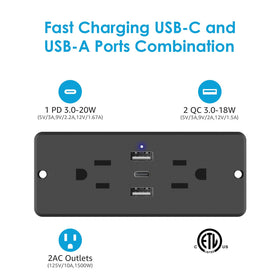 HHSOET USB-C port 20W fast charging powers devices quickly
