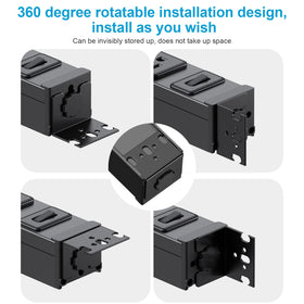 HHSOET 360° rotating power strip front view with 12 outlets arranged for larger plugs.