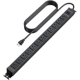 HHSOET 360° rotating power strip side view shows versatile mounting for easy device access.