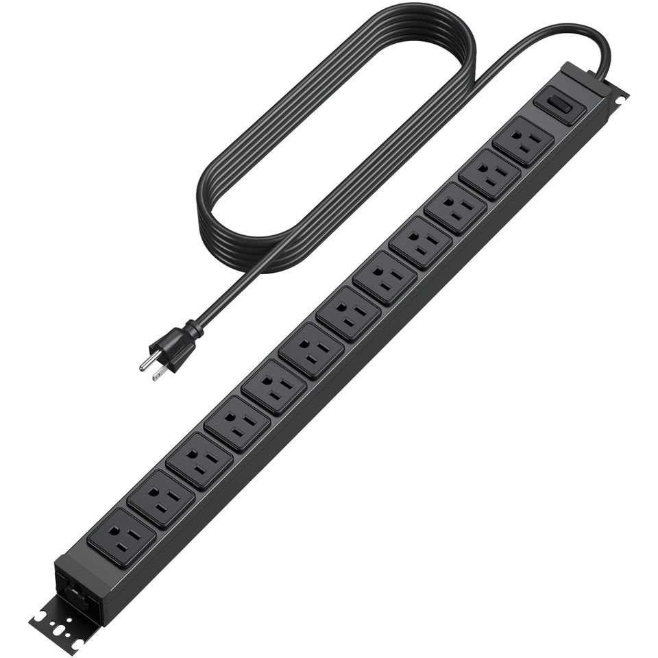 HHSOET 360° rotating power strip side view shows versatile mounting for easy device access.