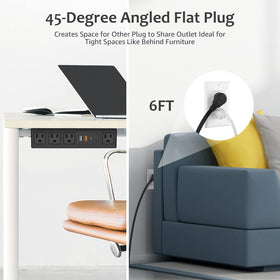 HHSOET 6‑foot cord and plug next to ruler illustrating placement flexibility benefit