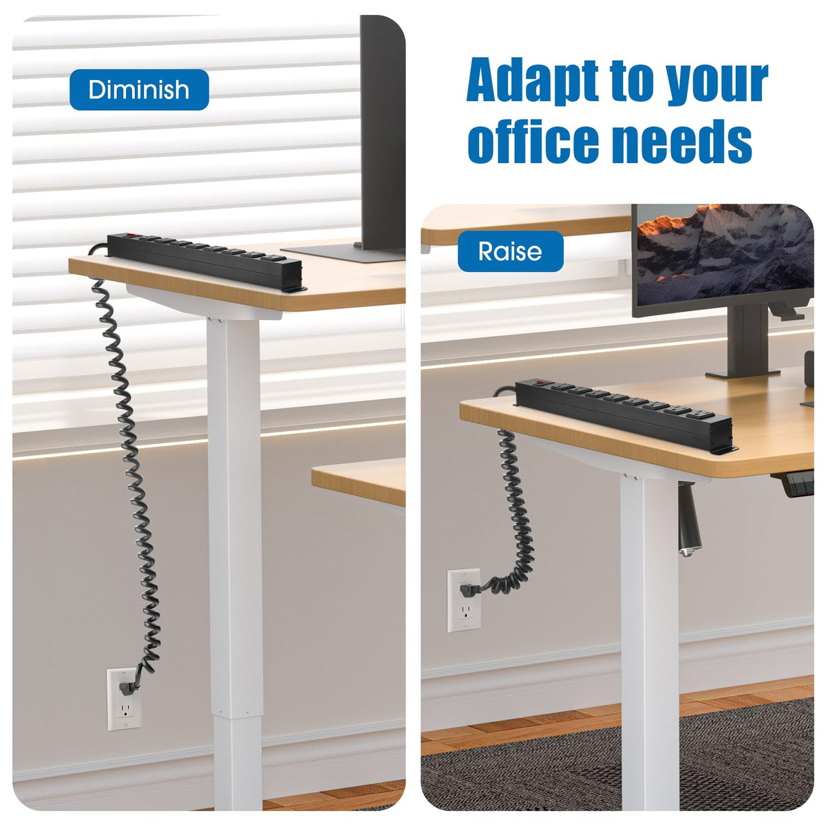 HHSOET 6 ft spring cord extension demonstrates flexible reach for desks and devices