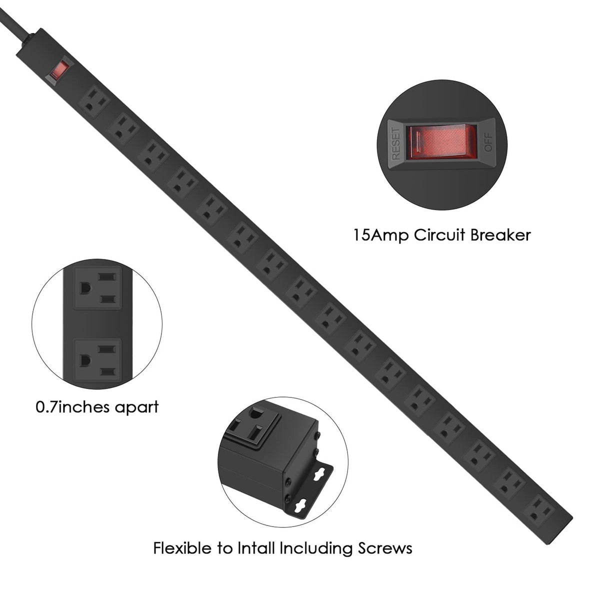 HHSOET 15 ft 14AWG cord and grounded plug for flexible placement