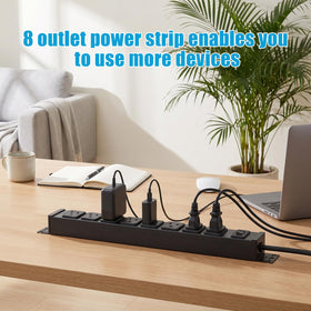 HHSOET eight-outlet surge protector ready for desk or workshop use