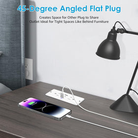 HHSOET 45-degree flat plug saves space behind furniture.