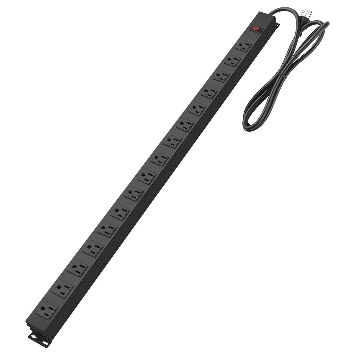 HHSOET front view of 16-outlet strip showing wide-spaced sockets for neat power