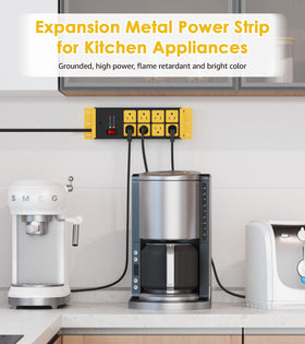 HHSOET power strip on garage toolbench illustrating organized power for tools