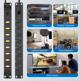 HHSOET eight switches illuminate to indicate active outlets and simplify management.