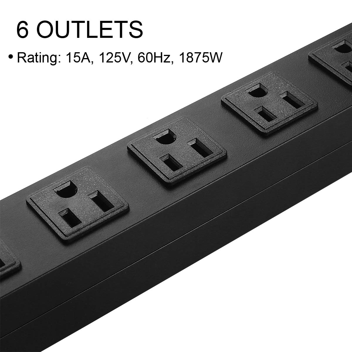 HHSOET power strip highlighting its 6 ft cord for flexible placement.