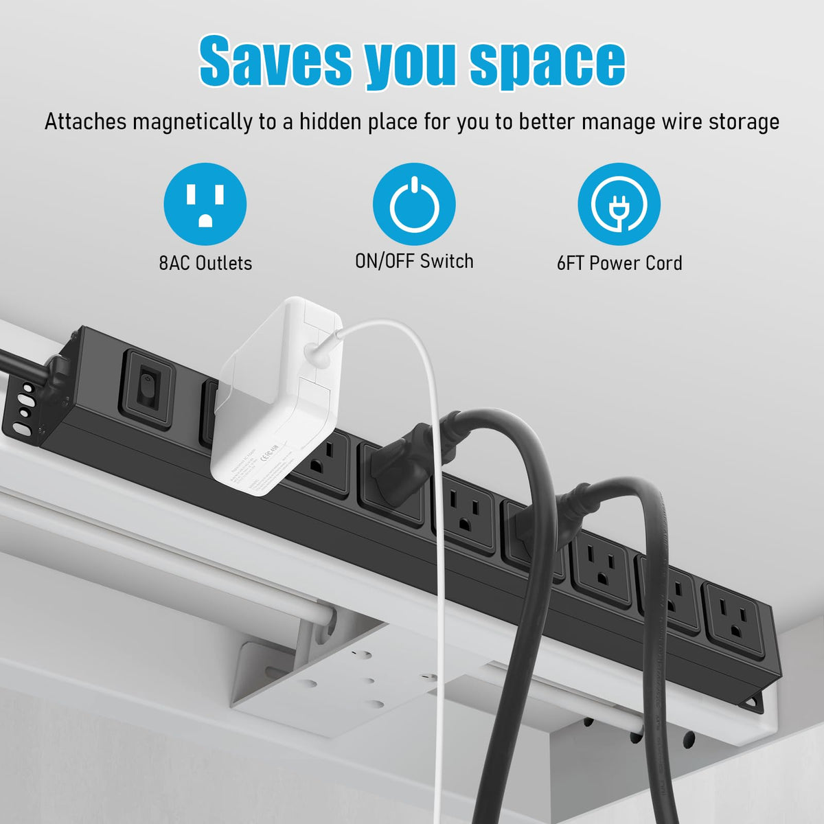 HHSOET mounted on a gaming table keeping cables tidy and devices powered
