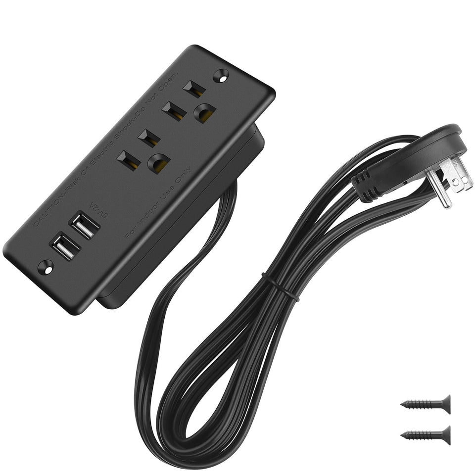 HHSOET recessed power strip flat plug enables discreet furniture installation with accessible outlets.