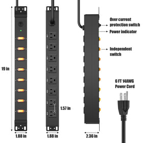 HHSOET swivelling-mounting-tabs enable flexible placement in racks, cabinets, or workbenches.