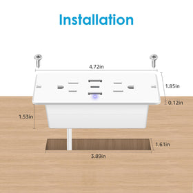 HHSOET under-desk recessed installation creates a tidy workspace.