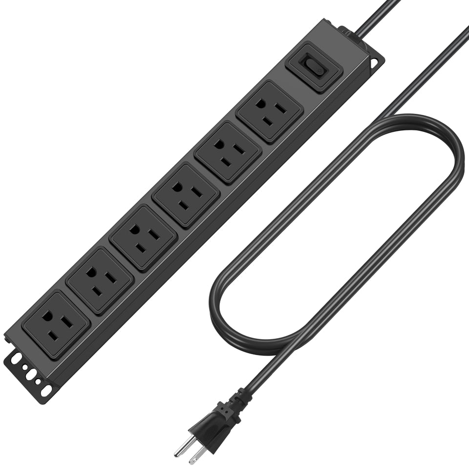 HHSOET wall mount power strip with six outlets for a tidy desk