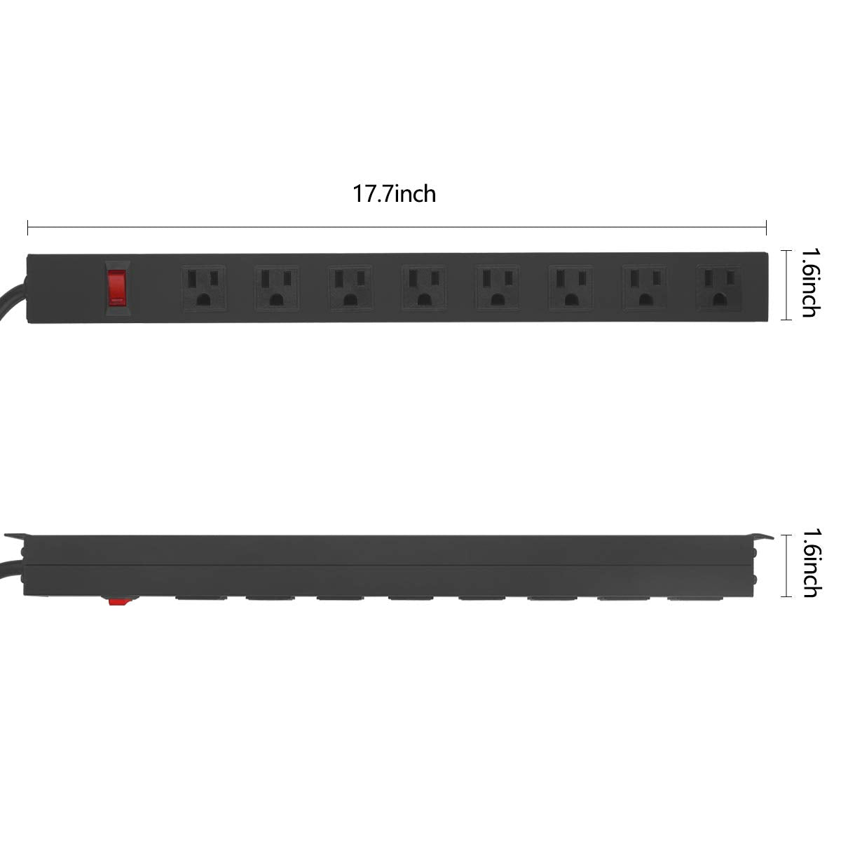 HHSOET wall-mounted power strip shown on wall for organized workspace.