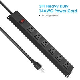 HHSOET wall mounted power strip in a compact office setup to save desk space.