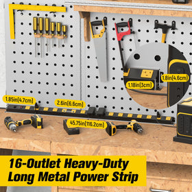 HHSOET close-up of wide-spaced outlets showing 2.6 inch spacing to fit bulky adapters
