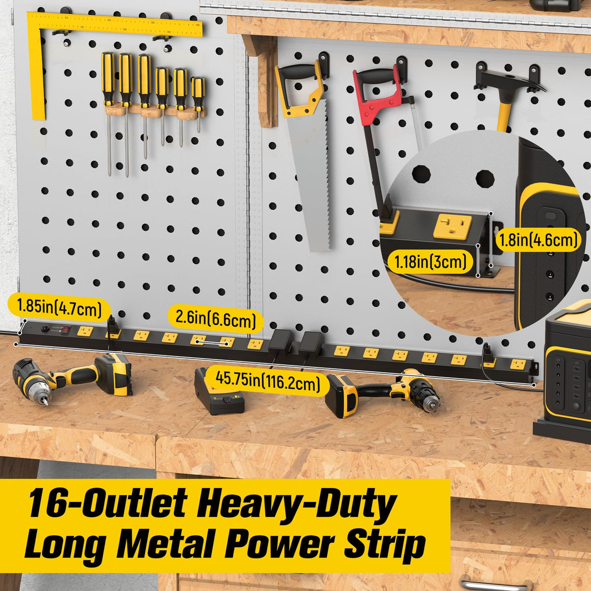 HHSOET close-up of widely spaced sockets preventing plug crowding and tangles