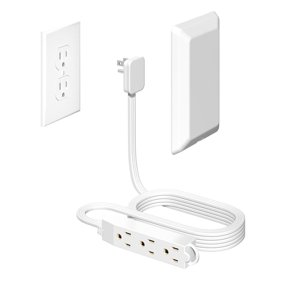 H HUNLEE flat extension cord with ultra-thin cover hidden behind furniture for clutter-free rooms